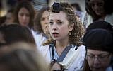 A woman praying during a Women of the Wall service at the Western Wall in Jerusalem, Oct. 24, 2014. (Miriam Alster/Flash90)
