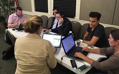Volunteers in Atlanta’s Orthodox Jewish community coordinate homes for evacuees from Hurricane Irma, which is set to hit Florida this weekend. (Courtesy of Adam Starr via JTA)