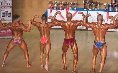 Illustrative: Bodybuilders. In Israel, bodybuilders use food supplements approved by the Health Ministry. (YouTube screenshot)
