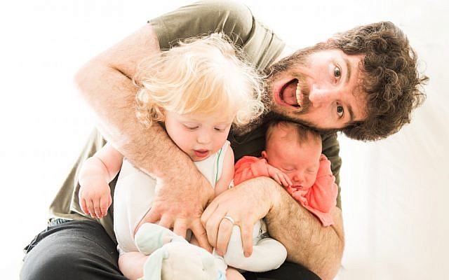 Cnaan Liphshiz with his son and daughter, May 28, 2017. (Courtesy of Liphshiz)
