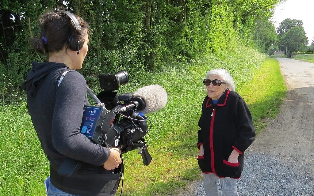 Marthe Cohn being filmed by director Nicola Hens for the upcoming documentary 'An Unusual Spy.' (Courtesy)