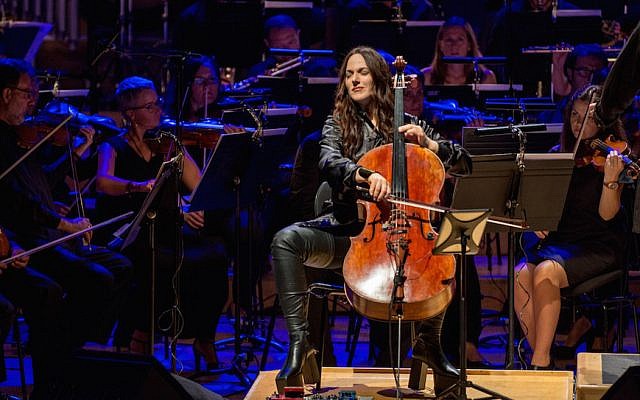 Maya Beiser performing an orchestral version of David Bowie’s 'Blackstar' album at the L’Auditori in Barcelona, Spain, July 13, 2017. (Robert Marquardt/Redferns/via JTA)