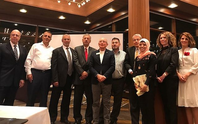 Founders of the Palestinian Students Scholarship Fund with Ron Robin, Professor Mouna Maroun, Sheren Falah and Dima Ghazali, previous scholarship recipients. (Courtesy) Founders of the Palestinian Students Scholarship Fund with Ron Robin, Professor Mouna Maroun, Sheren Falah and Dima Ghazali, previous scholarship recipients. (Courtesy)
