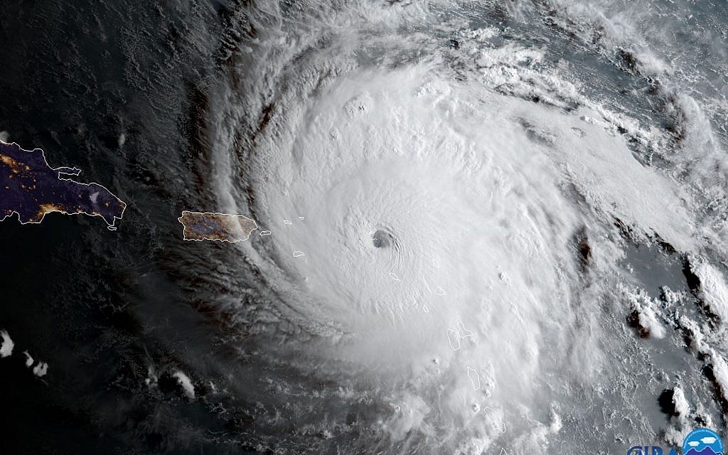 In this geocolor image captured by GOES-16 and released by the National Oceanic and Atmospheric Administration (NOAA), Hurricane Irma approaches Anguilla on September 6, 2017. (NOAA via AP)