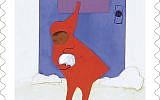 US postal stamp of children's book 'The Snowy Day,' by Ezra Jack Keats. (US Postal Service via JTA)