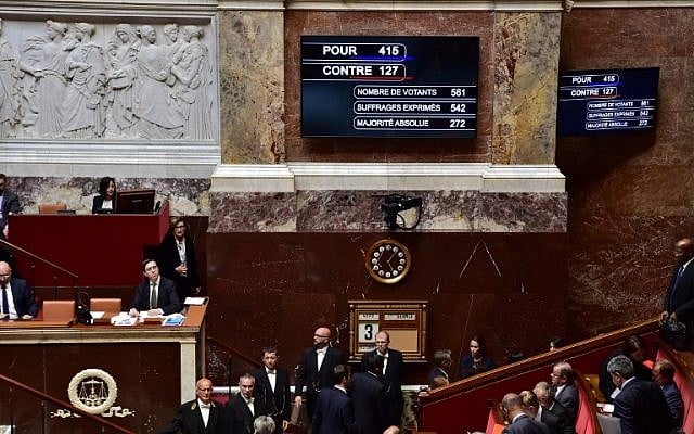 A board shows the results of the vote after French lawmakers voted a new counter-terrorism law designed to end the country's two-year state of emergency, which critics say expands police powers at a cost to civil liberties. (AFP PHOTO/CHRISTOPHE ARCHAMBAULT) A board shows the results of the vote after French lawmakers voted a new counter-terrorism law designed to end the country's two-year state of emergency, which critics say expands police powers at a cost to civil liberties. (AFP PHOTO/CHRISTOPHE ARCHAMBAULT)
