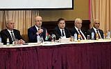 Palestinian Authority Prime Minister Rami Hamdallah (C-L) attends a meeting with members of Palestinian political groups in Gaza city on October 4, 2017. (AFP Photo/Said Khatib)