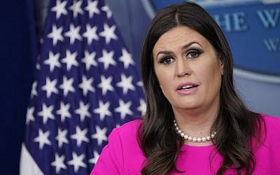 White House Press Secretary Sarah Sanders speaks during the daily briefing at the White House on October 10, 2017. (AFP Photo/Mandel Ngan)