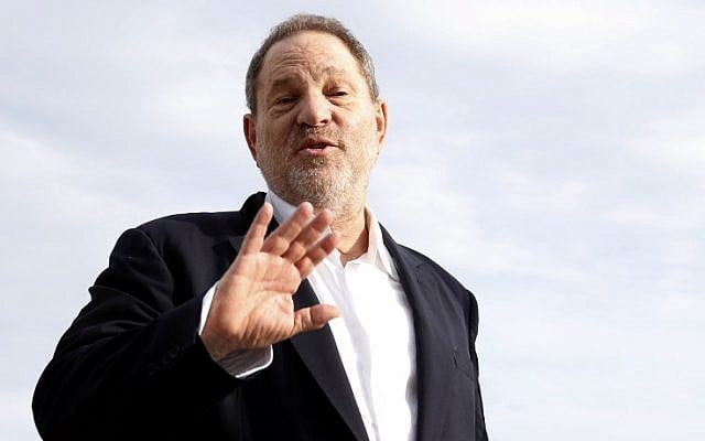 This file photo taken on October 5, 2015 shows Harvey Weinstein, US film producer and executive producer of the TV series "War and Peace," posing during a photocall at the MIPCOM audiovisual trade fair in Cannes, southeastern France. (AFP/ VALERY HACHE) This file photo taken on October 5, 2015 shows Harvey Weinstein, US film producer and executive producer of the TV series "War and Peace," posing during a photocall at the MIPCOM audiovisual trade fair in Cannes, southeastern France. (AFP/ VALERY HACHE)