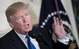 US President Donald Trump speaks about the Iran deal from the Diplomatic Reception room of the White House in Washington, DC, on October 13, 2017. (AFP/Brendan Smialowski)
