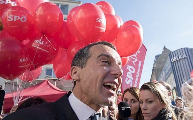 Austrian Chancellor and leader of the Social Democrats (SPOe) Christian Kern speaks to supporters during the last election rally on the eve of the Austrian parliamentary elections on October 14, 2017 in Vienna, Austria. Austria holds snap general elections on Sunday, October 15, 2017.( AFP PHOTO / JOE KLAMAR) Austrian Chancellor and leader of the Social Democrats (SPOe) Christian Kern speaks to supporters during the last election rally on the eve of the Austrian parliamentary elections on October 14, 2017 in Vienna, Austria. Austria holds snap general elections on Sunday, October 15, 2017.( AFP PHOTO / JOE KLAMAR)