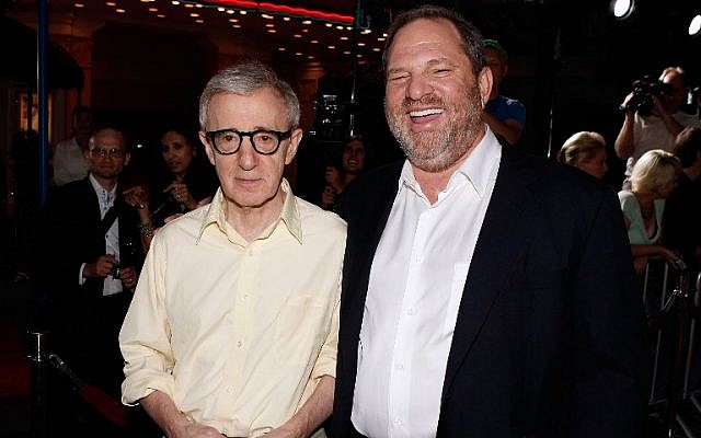 Director Woody Allen (L) and producer Harvey Weinstein at the Los Angeles Premiere of "Vicky Cristina Barcelona" at the Mann Village Theatre in Westwood, California, on August 4, 2008. (AFP Photo/Getty Images North America/Kevin Winter) Director Woody Allen (L) and producer Harvey Weinstein at the Los Angeles Premiere of "Vicky Cristina Barcelona" at the Mann Village Theatre in Westwood, California, on August 4, 2008. (AFP Photo/Getty Images North America/Kevin Winter)