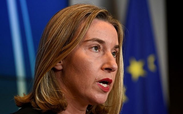 High Representative of the Union for Foreign Affairs and Security Policy Federica Mogherini gives a press conference following an EU Foreign Affairs meeting in Luxembourg on October 16, 2017. (AFP PHOTO / JOHN THYS) High Representative of the Union for Foreign Affairs and Security Policy Federica Mogherini gives a press conference following an EU Foreign Affairs meeting in Luxembourg on October 16, 2017. (AFP PHOTO / JOHN THYS)