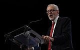 British Labour party leader Jeremy Corbyn speaks during a meeting of the Party of European Socialists in Brussels, on October 19, 2017. (AFP Photo/John Thys)
