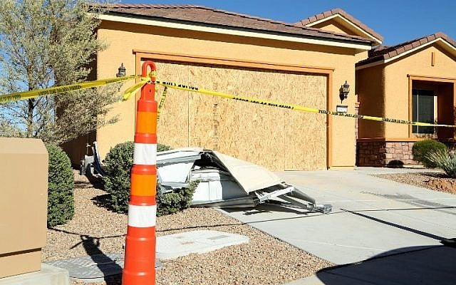 Remains of the garage door sit in the driveway of the house in the Sun City Mesquite community where Las Vegas gunman Stephen Paddock lived, on October 2, 2017, in Mesquite, Nevada. (Gabe Ginsberg/Getty Images/AFP) Remains of the garage door sit in the driveway of the house in the Sun City Mesquite community where Las Vegas gunman Stephen Paddock lived, on October 2, 2017, in Mesquite, Nevada. (Gabe Ginsberg/Getty Images/AFP)
