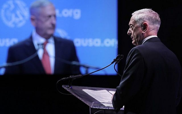 US Defense Secretary James Mattis delivers the keynote address during the Association of the United States Army's annual meeting and exposition at the Washington Convention Center, October 9, 2017, in Washington, DC. (Chip Somodevilla/Getty Images/AFP) US Defense Secretary James Mattis delivers the keynote address during the Association of the United States Army's annual meeting and exposition at the Washington Convention Center, October 9, 2017, in Washington, DC. (Chip Somodevilla/Getty Images/AFP)