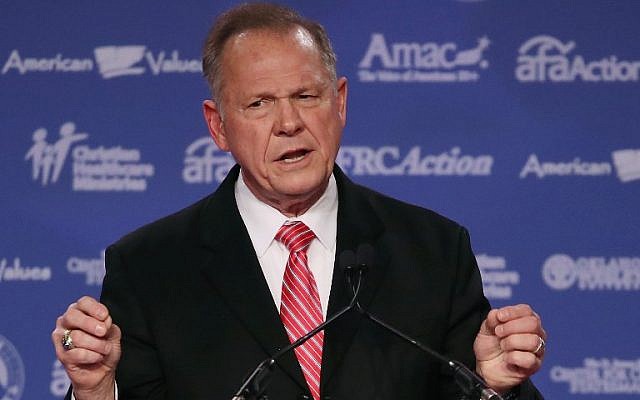 Roy Moore, GOP Senate candidate and former chief justice on the Alabama Supreme Court speaks during the annual Family Research Council's Values Voter Summit at the Omni Shorham Hotel on October 13, 2017 in Washington, DC. (Mark Wilson/Getty Images/AFP) Roy Moore, GOP Senate candidate and former chief justice on the Alabama Supreme Court speaks during the annual Family Research Council's Values Voter Summit at the Omni Shorham Hotel on October 13, 2017 in Washington, DC. (Mark Wilson/Getty Images/AFP)