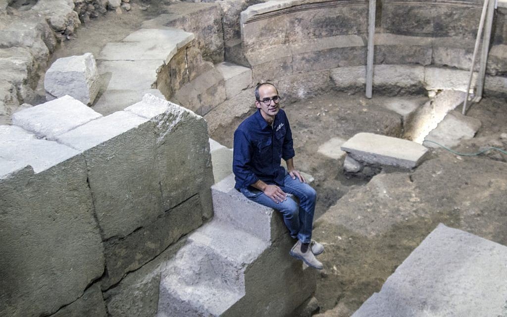 Israel Antiquities Authority excavation director Dr. Joe Uziel at the excavation site in Jerusalem's Old City. (Yaniv Berman, courtesy of the Israel Antiquities Authority)