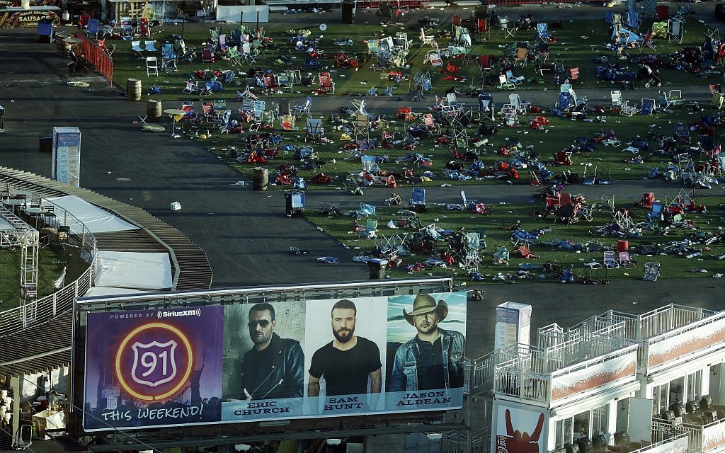 Debris litters a festival grounds across the street from the Mandalay Bay resort and casino Tuesday, Oct. 3, 2017, in Las Vegas. (AP Photo/Marcio Jose Sanchez) Debris litters a festival grounds across the street from the Mandalay Bay resort and casino Tuesday, Oct. 3, 2017, in Las Vegas. (AP Photo/Marcio Jose Sanchez)