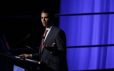 Donald Trump Jr. speaks during a fundraiser for Faulkner University, Thursday, Oct. 5, 2017, in Montgomery, Alabama. (AP Photo/Brynn Anderson)