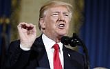 US President Donald Trump speaks about healthcare in the Blue Room of the White House in Washington, on July 24, 2017. (AP Photo/Alex Brandon)