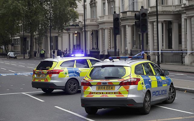 Britain's police cars at the scene of an incident in central London, Saturday, Oct. 7, 2017. London police say emergency services are outside the Natural History Museum in London after a car struck pedestrians. (AP/Kirsty Wigglesworth) Britain's police cars at the scene of an incident in central London, Saturday, Oct. 7, 2017. London police say emergency services are outside the Natural History Museum in London after a car struck pedestrians. (AP/Kirsty Wigglesworth)