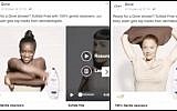 This undated combo of images made from video shows a Dove body wash ad. Dove is facing heat for the ad and said Saturday, Oct. 7, 2017, that  it regrets the offense caused by the ad. The company said it "missed the mark in representing women of color thoughtfully."  (Twitter via AP)