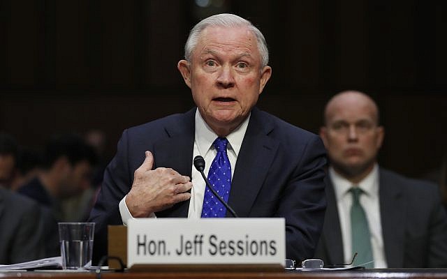 US Attorney General Jeff Sessions testifies before the Senate Judiciary Committee on Capitol Hill in Washington, October 18, 2017. (AP Photo/Carolyn Kaster)
