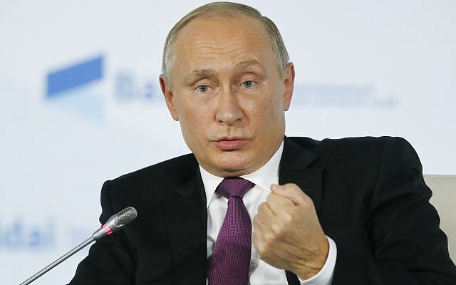 Russian President Vladimir Putin at a meeting of the Valdai International Discussion Club in Sochi, Russia, October 19, 2017. (AP Photo/Alexander Zemlianichenko, pool) Russian President Vladimir Putin at a meeting of the Valdai International Discussion Club in Sochi, Russia, October 19, 2017. (AP Photo/Alexander Zemlianichenko, pool)