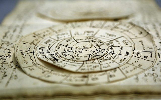 A manuscript that includes astronomical calculators is displayed at the YIVO Institute for Jewish Research in New York, on October 24, 2017. (AP Photo/Seth Wenig) A manuscript that includes astronomical calculators is displayed at the YIVO Institute for Jewish Research in New York, on October 24, 2017. (AP Photo/Seth Wenig)