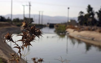 This photo from October 23, 2017, shows a stretch of the King Abdullah Canal, the largest irrigation system near the town of Northern Shouneh, Jordan. (AP Photo/Omar Akour)