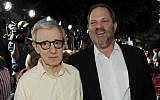 Woody Allen (L) poses with Harvey Weinstein, co-chairman of The Weinstein Company, August 4, 2008. (AP Photo/Chris Pizzello)