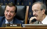 House Foreign Affairs Committee Chairman Rep. Ed Royce, R-Calif., left, speaks with the committee's ranking member Rep. Eliot Engel, D-N.Y. during a hearing on Iran before the House Foreign Affairs Committee, Wednesday, Oct. 11, 2017 on Capitol Hill in Washington. (AP Photo/Jose Luis Magana)