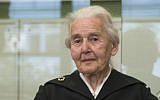 Ursula Haverbeck arrives in the Tiergarten District Court in Berlin, Germany, October 16, 2017. (Paul Zinken/dpa via AP)