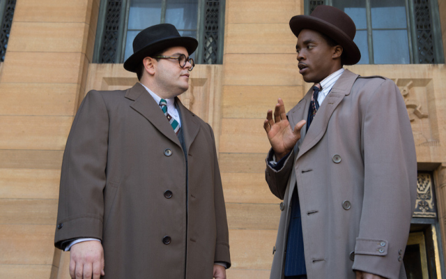 Josh Gad, left, and Chadwick Boseman in a scene from 'Marshall.' (Barry Wetcher/via JTA)