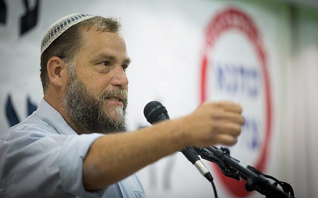 Benzi Gopstein, leader of the far-right Jewish group Lehava, speaks at a ceremony in Jerusalem honoring the late Jewish extremist leader Rabbi Meir Kahane on November 17, 2016. (Yonatan Sindel/Flash90) Benzi Gopstein, leader of the far-right Jewish group Lehava, speaks at a ceremony in Jerusalem honoring the late Jewish extremist leader Rabbi Meir Kahane on November 17, 2016. (Yonatan Sindel/Flash90)