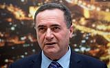 Transportation and Intelligence Minister Yisrael Katz attends a press conference at the Transportation Ministry in Jerusalem on March 14, 2017. (Yonatan Sindel/Flash90)