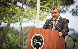 Minister Ze'ev Elkin speaks during a ceremony honoring veterans of the Six Day War at Ammunition Hill in Jerusalem, as Israel marks the 50th anniversary of the 1967 war, on May 23, 2017. (Hadas Parush/Flash90)