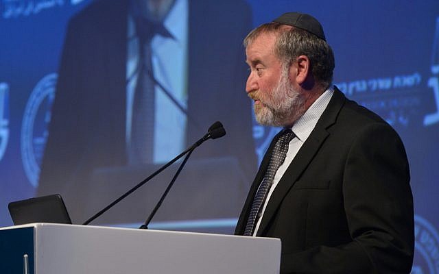 Attorney General Avichai Mandelblit speaks at the Justice Conference of the Israeli Bar Association, in Tel Aviv, August 29, 2017. (Roy Alima/Flash90)