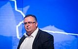 Likud MK David Bitan is seen at a Likud rally near Ben Gurion International Airport on August 30, 2017. (Miriam Alster/Flash90)