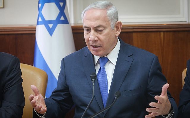 Prime Minister Benjamin Netanyahu attends the weekly government conference at the PM's office in Jerusalem on October 15, 2017. (Alex Kolomoisky/POOL) Prime Minister Benjamin Netanyahu attends the weekly government conference at the PM's office in Jerusalem on October 15, 2017. (Alex Kolomoisky/POOL)