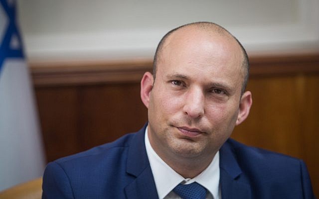 Education Minister Naftali Bennett attends the weekly cabinet meeting at the Prime Minister's Office in Jerusalem, October 22, 2017. (Alex Kolomoisky) Education Minister Naftali Bennett attends the weekly cabinet meeting at the Prime Minister's Office in Jerusalem, October 22, 2017. (Alex Kolomoisky)