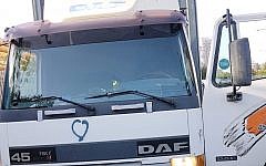 Truck allegedly stolen by a Palestinian man who intended to use it for a ramming attack, October 20, 2017. (Israeli Police)