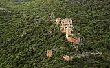 An aerial view of Montfort castle, a Crusader site in the western Galilee in northern Israel. (CC BY-SA, Wikimedia)