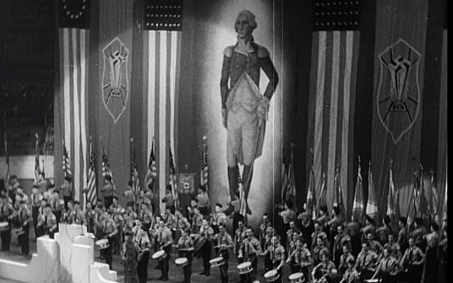 Screen capture from video of the German American Bund rally at Madison Square Garden, February 1939. (YouTube/Field of Vision - A Night at the Garden)
