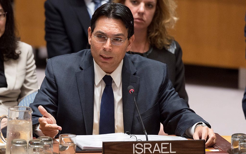 Danny Danon, Israel's representative to the United Nations, addresses the Security Council meeting on October 18, 2017. (UN Photo/Rick Bajornas)