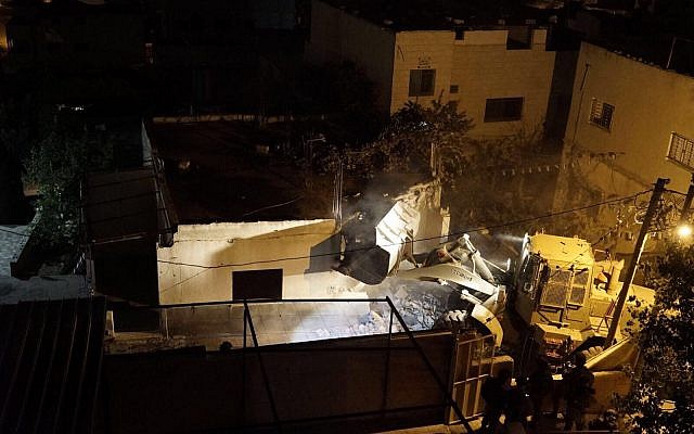 Israeli troops demolish home of a Palestinian suspected of murdering an Israeli man in an October terror attack on December 1, 2017. (Israel Defense Forces) Israeli troops demolish home of a Palestinian suspected of murdering an Israeli man in an October terror attack on December 1, 2017. (Israel Defense Forces)