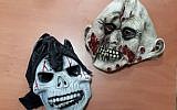 Two clown masks seized in Kiryat Yam, October 7, 2017. (Israel Police)