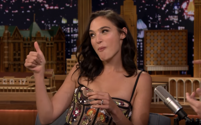 Israeli actress Gal Gadot reacts to her first taste of a Reese's Peanut Butter Cup while appearing on The Late Show with Jimmy Fallon, October 6, 2017. (YouTube screen capture) Israeli actress Gal Gadot reacts to her first taste of a Reese's Peanut Butter Cup while appearing on The Late Show with Jimmy Fallon, October 6, 2017. (YouTube screen capture)