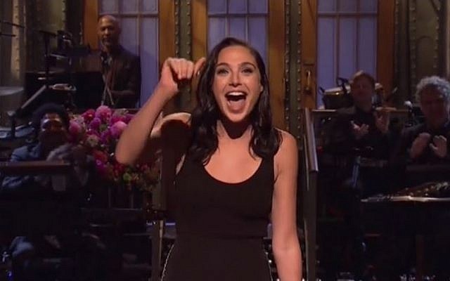 Israeli 'Wonder Woman' star Gal Gadot hosts 'Saturday Night Live,' October 7, 2017. (Screen capture: Daily Motion)